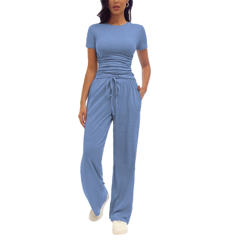 Women's Fashion Casual Pleated Short-Sleeve Set