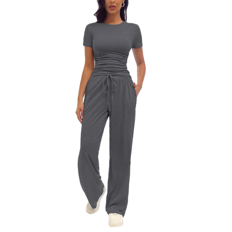 Women's Fashion Casual Pleated Short-Sleeve Set