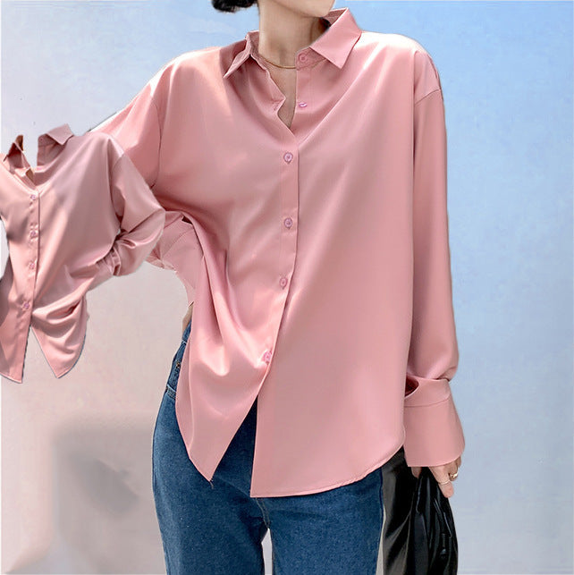 Nia – Women's Long-Sleeved Satin Shirt