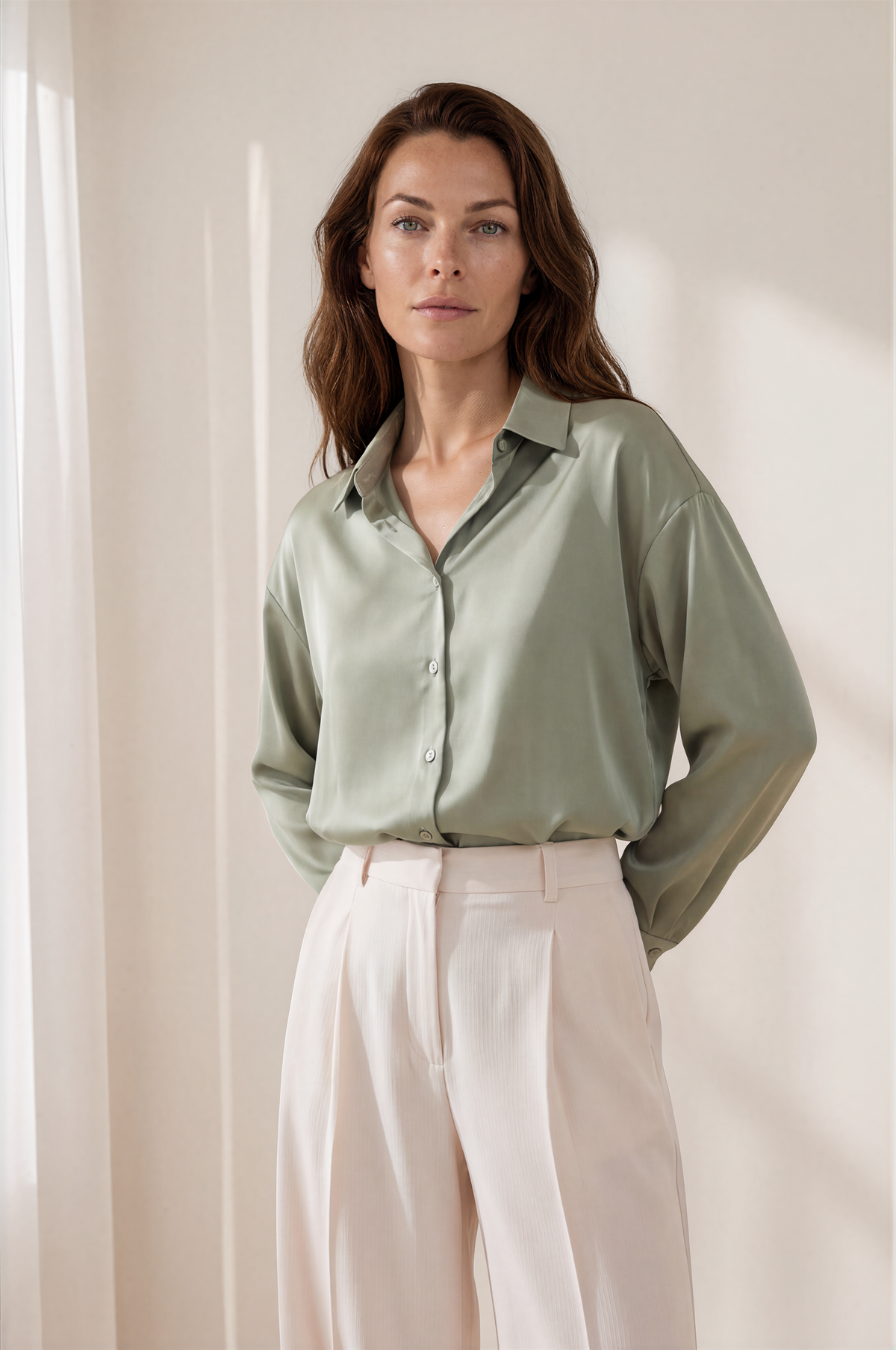 Nila – Long-Sleeved Satin Shirt