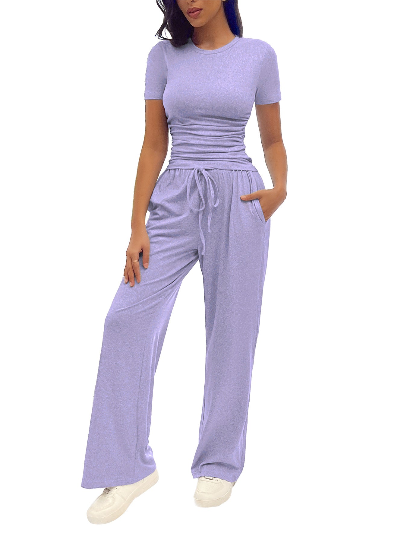 Women's Fashion Casual Pleated Short-Sleeve Set