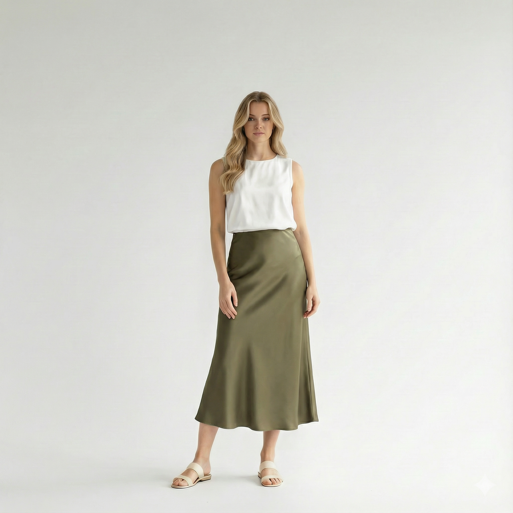 Aveline – French Silk Satin High-Waist Skirt