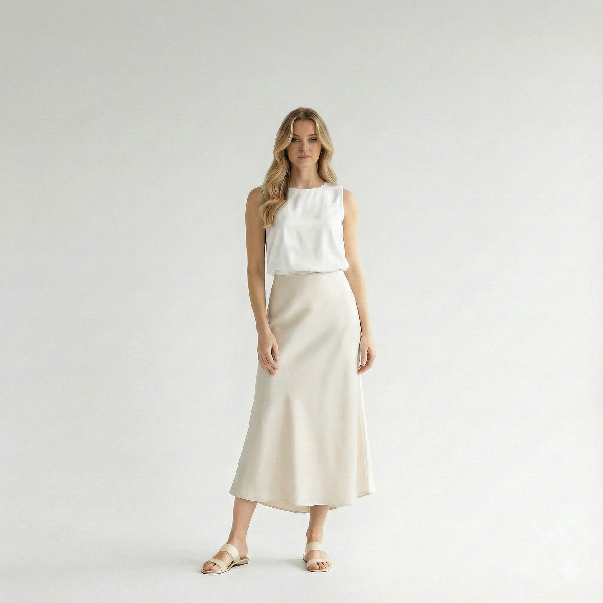 Aveline – French Silk Satin High-Waist Skirt