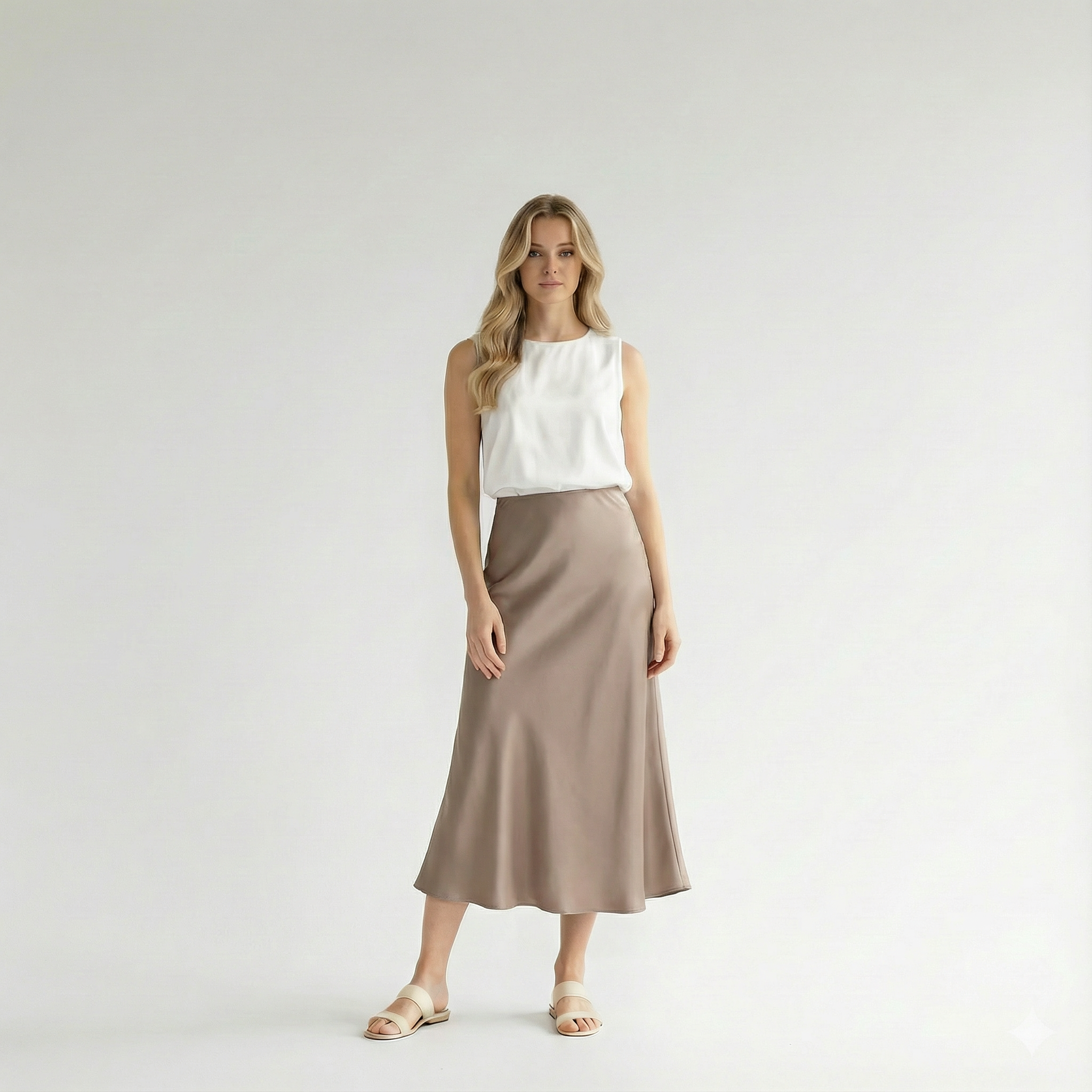 Aveline – French Silk Satin High-Waist Skirt