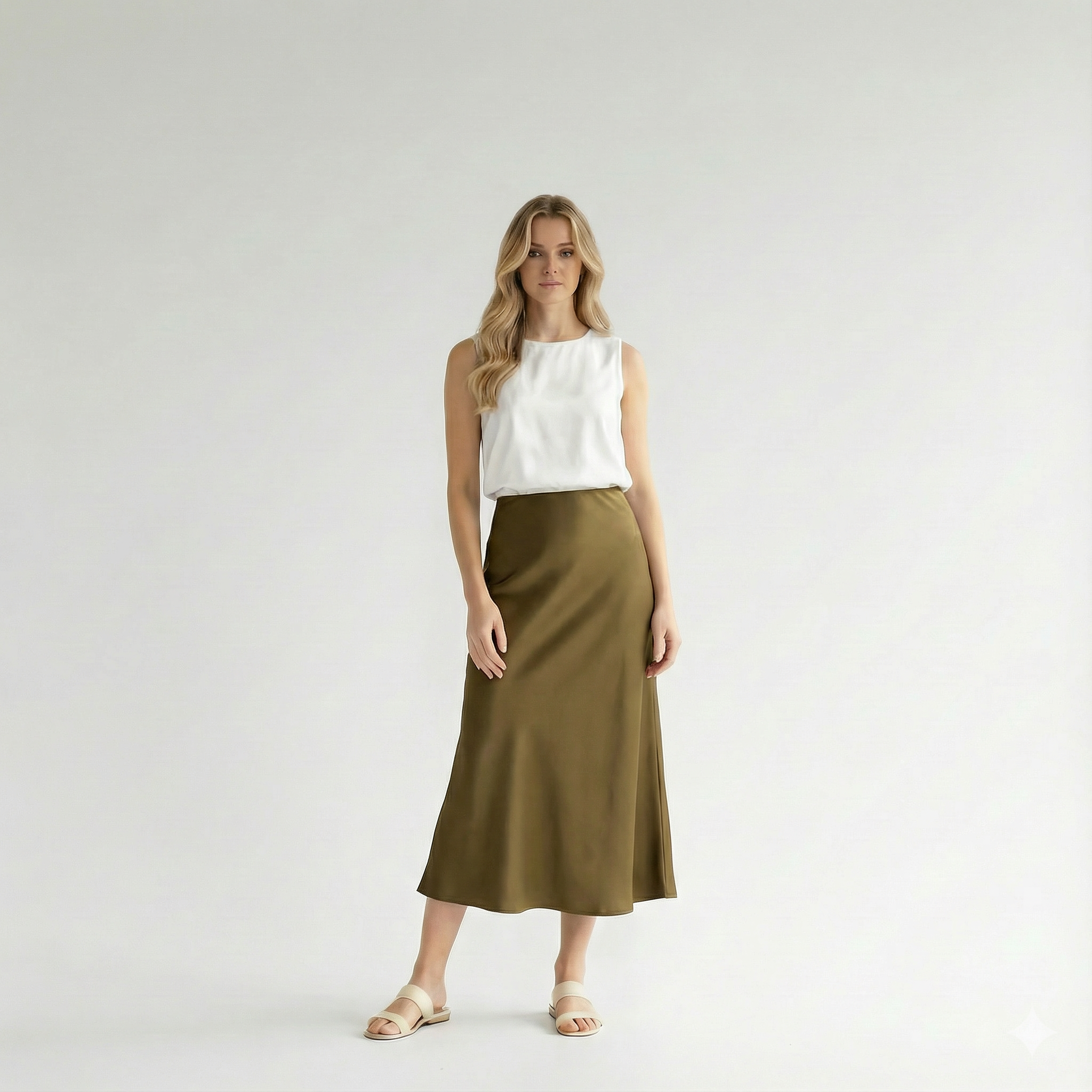 Aveline – French Silk Satin High-Waist Skirt