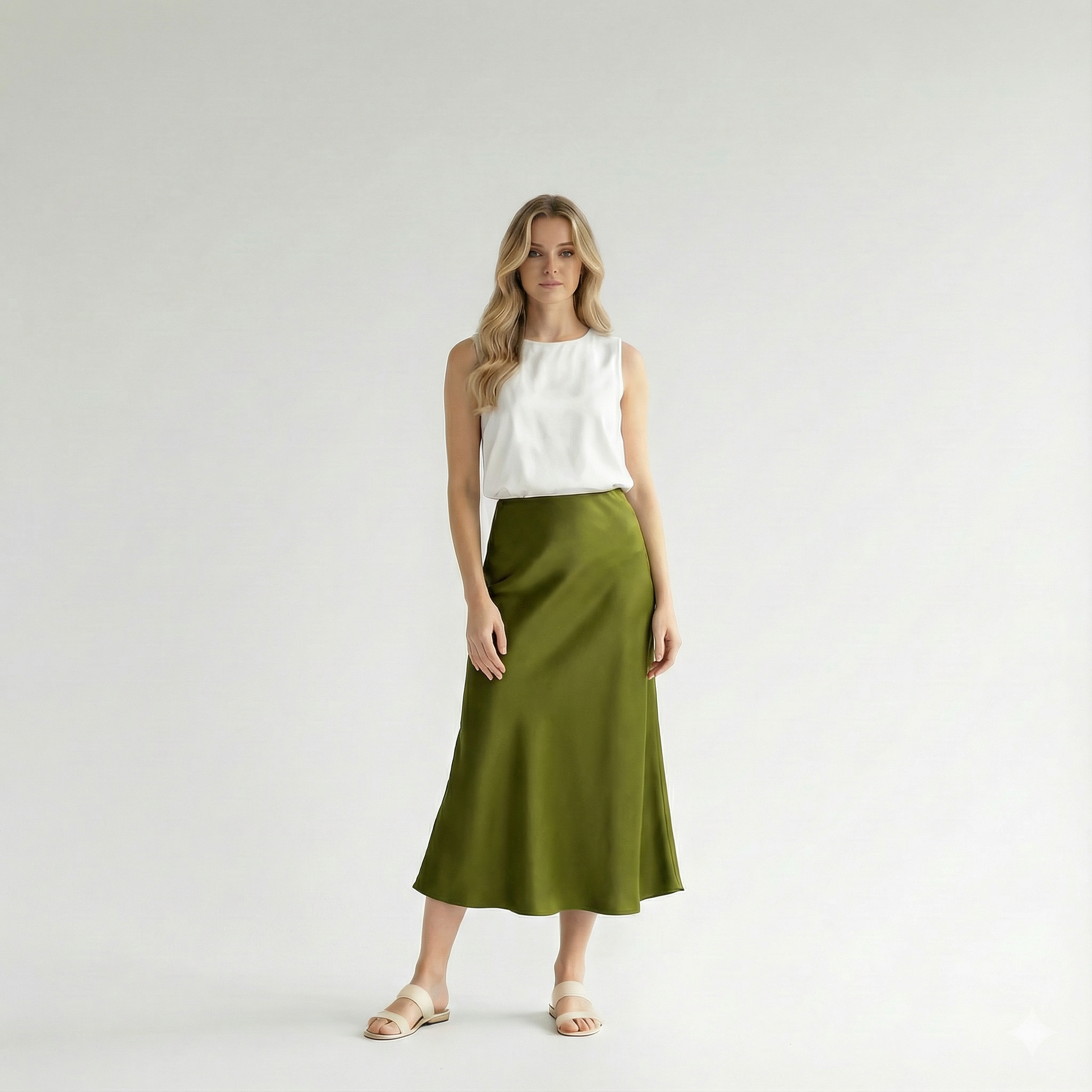 Aveline – French Silk Satin High-Waist Skirt