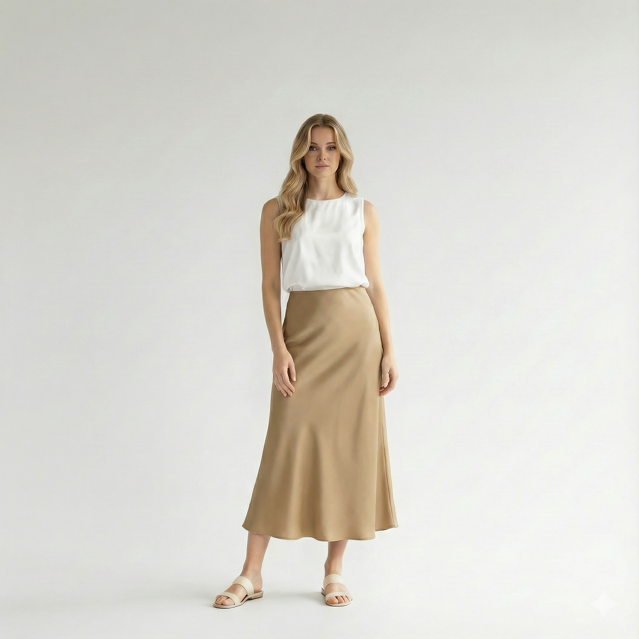 Aveline – French Silk Satin High-Waist Skirt