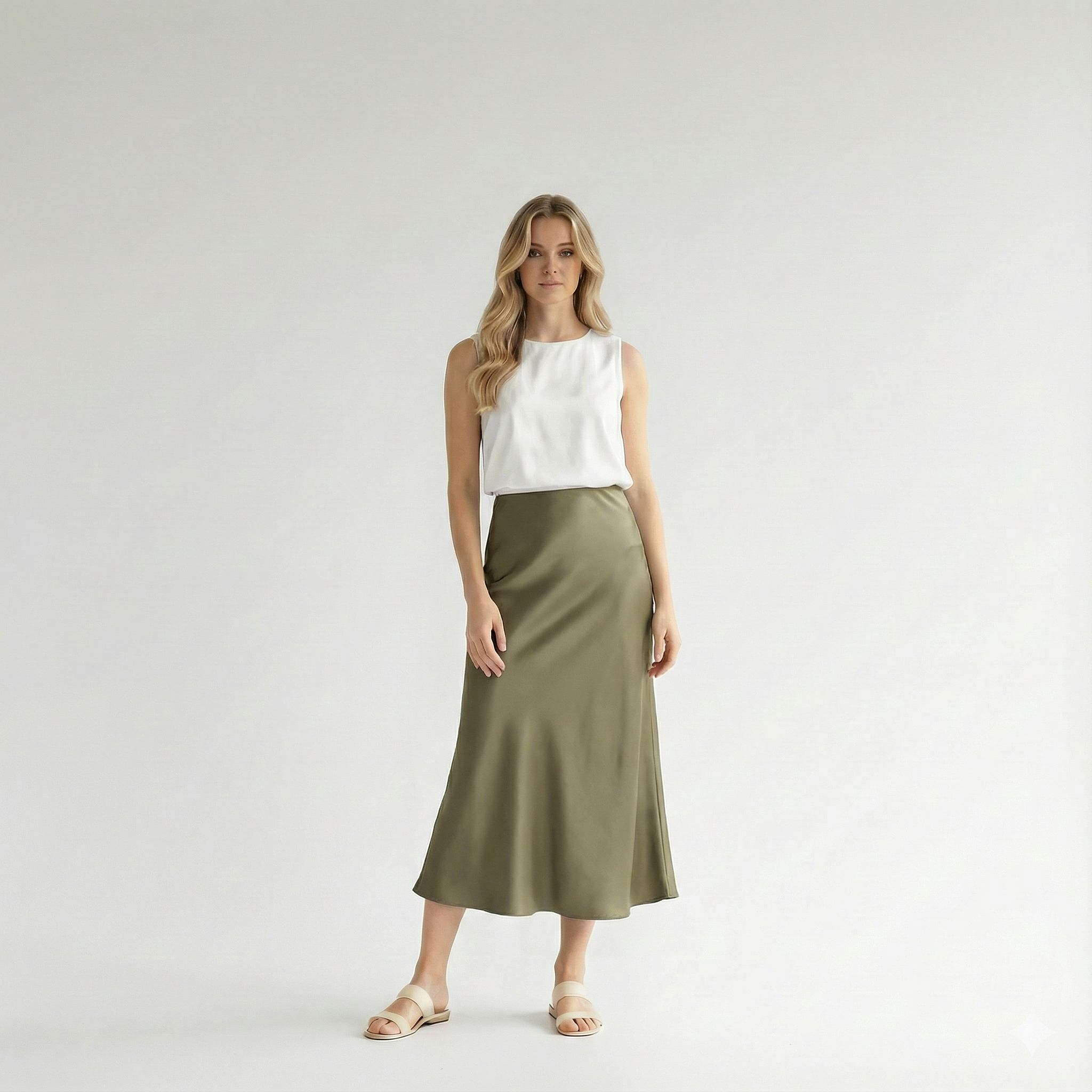 Aveline – French Silk Satin High-Waist Skirt