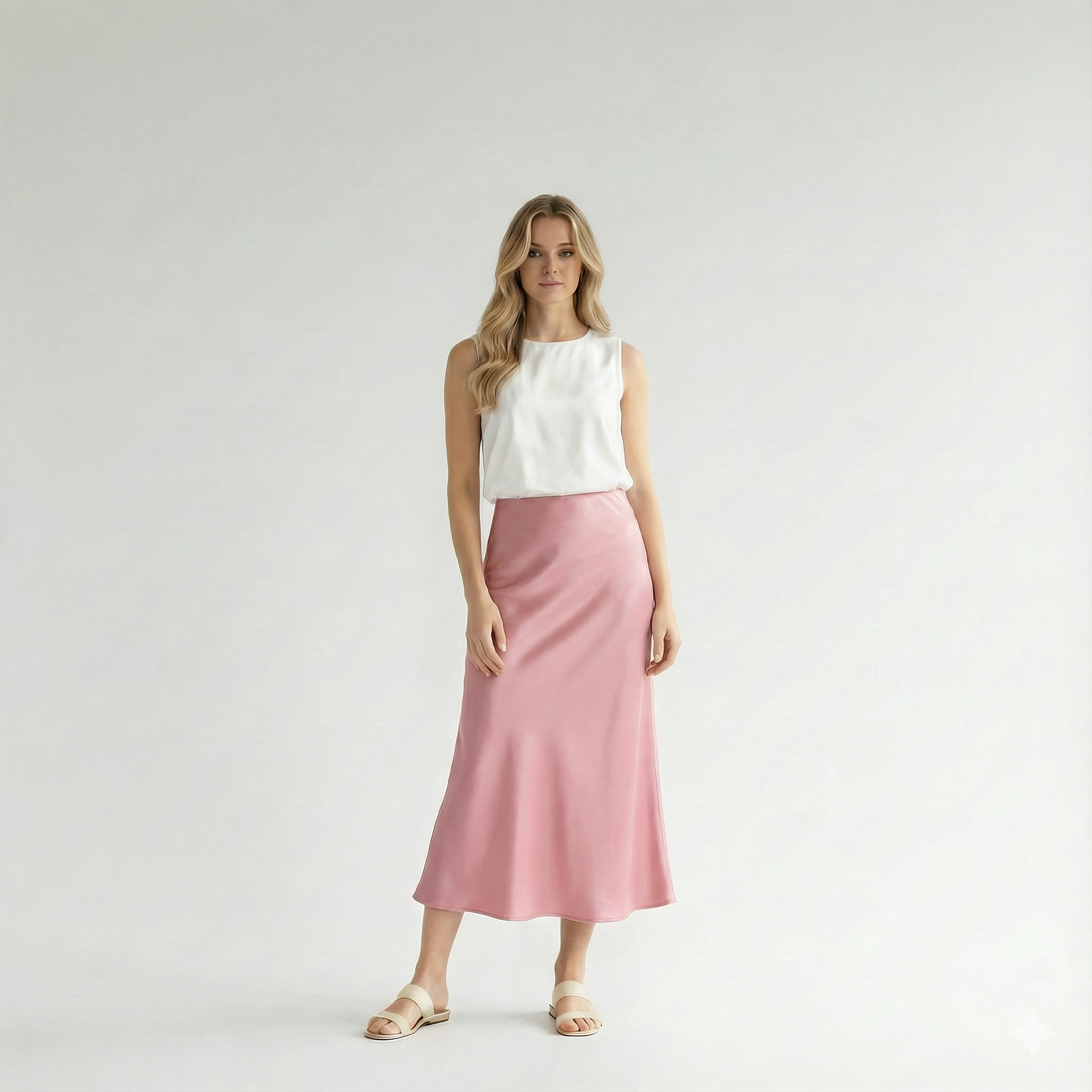 Aveline – French Silk Satin High-Waist Skirt