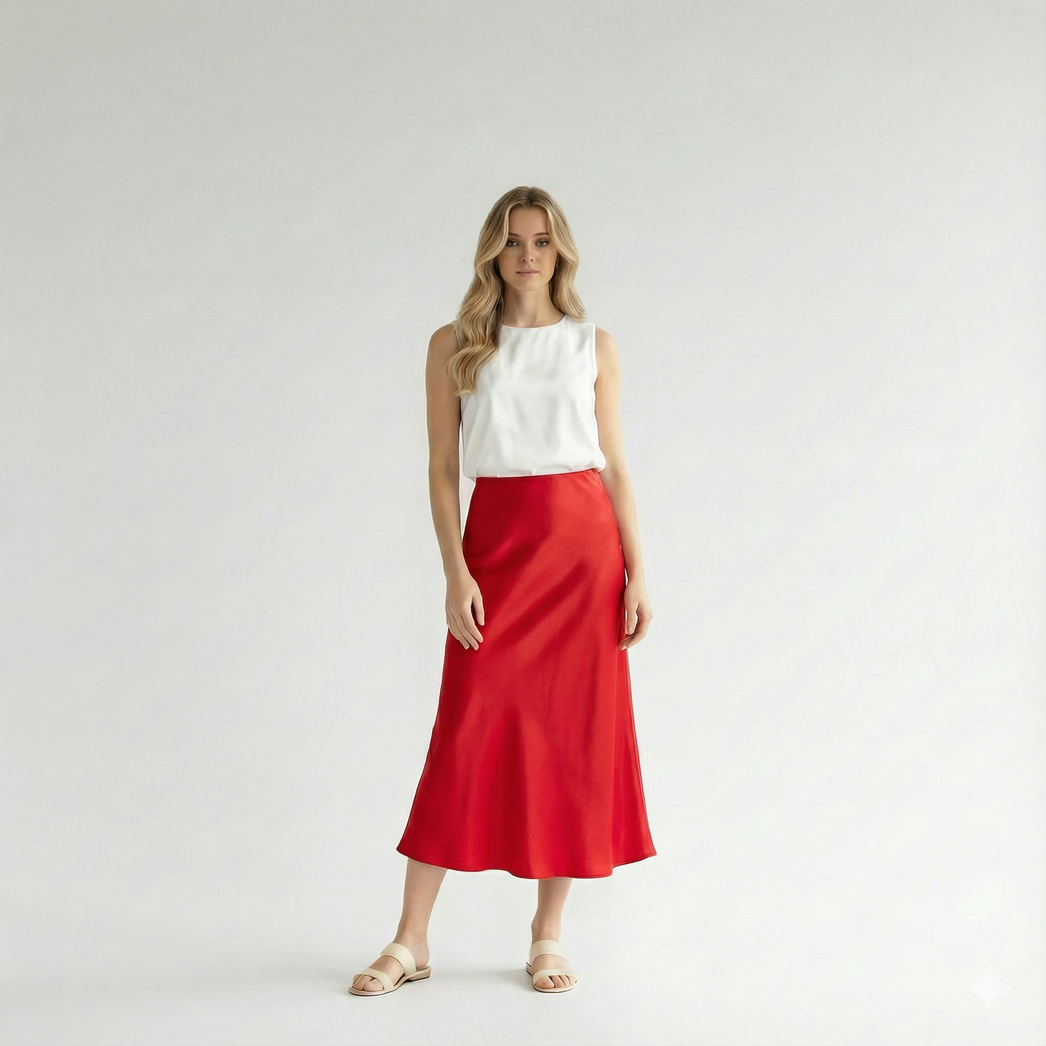 Aveline – French Silk Satin High-Waist Skirt