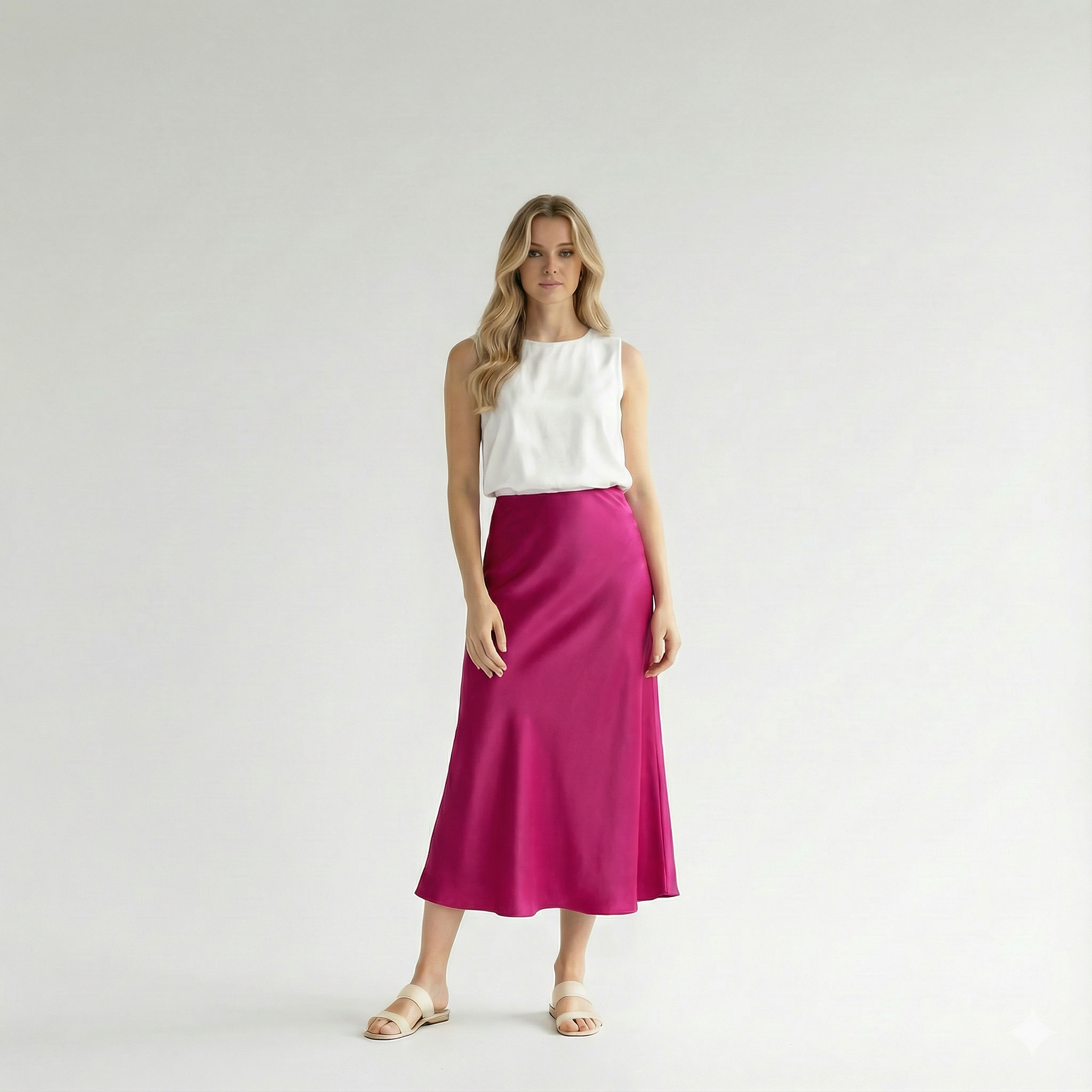 Aveline – French Silk Satin High-Waist Skirt