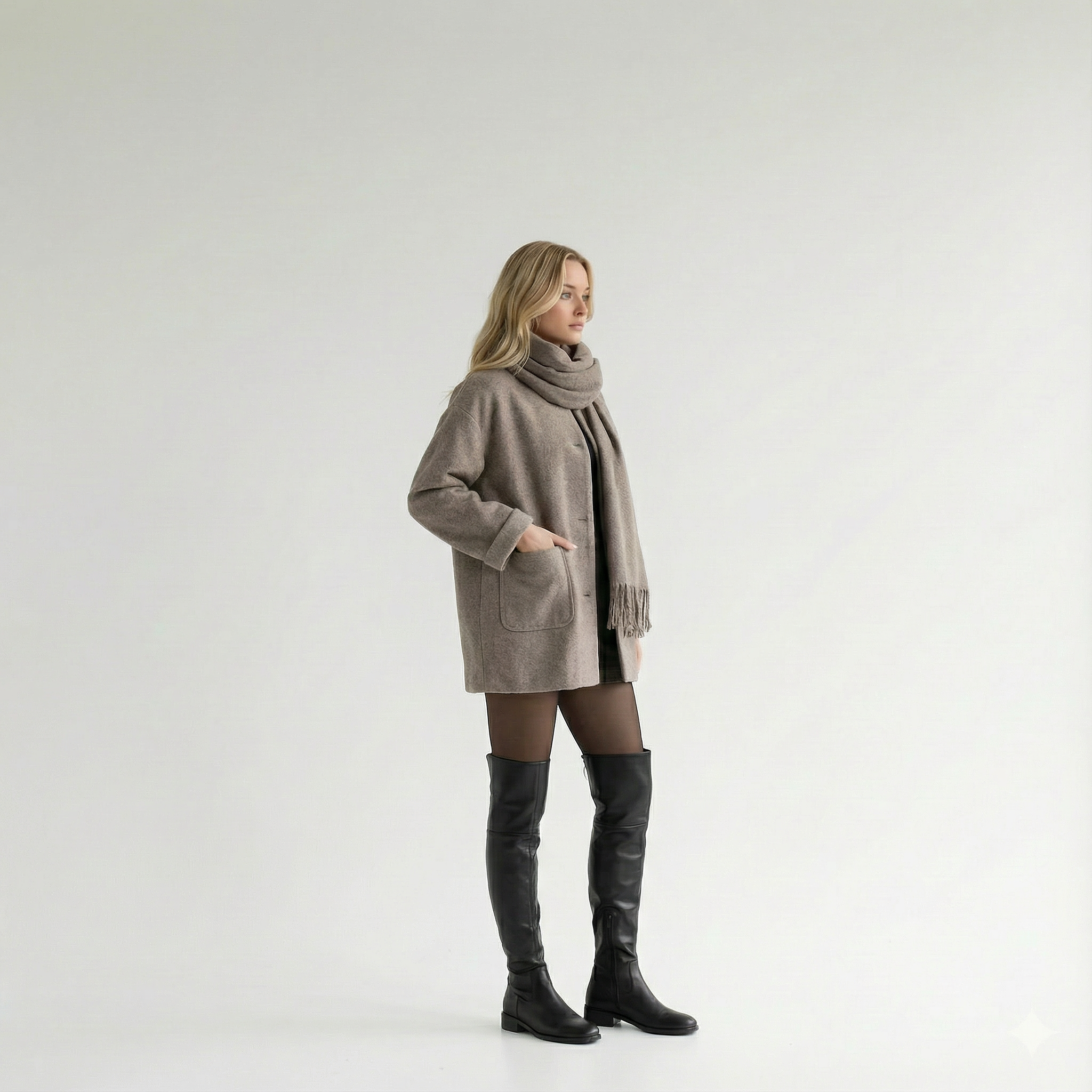 Amelia - Knitted Woolen Cape Coat