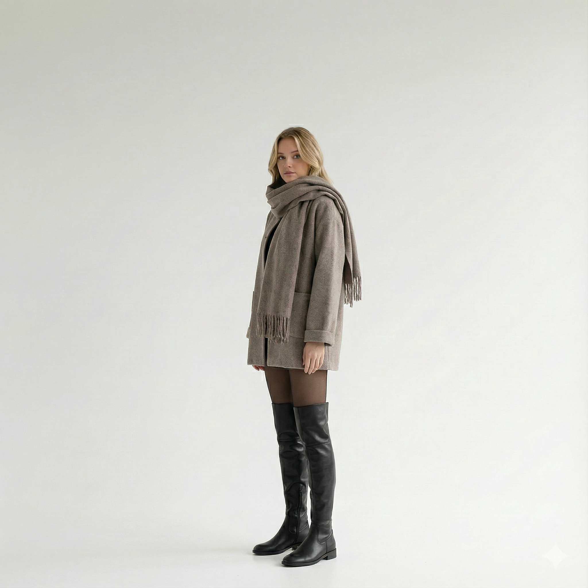 Amelia - Knitted Woolen Cape Coat