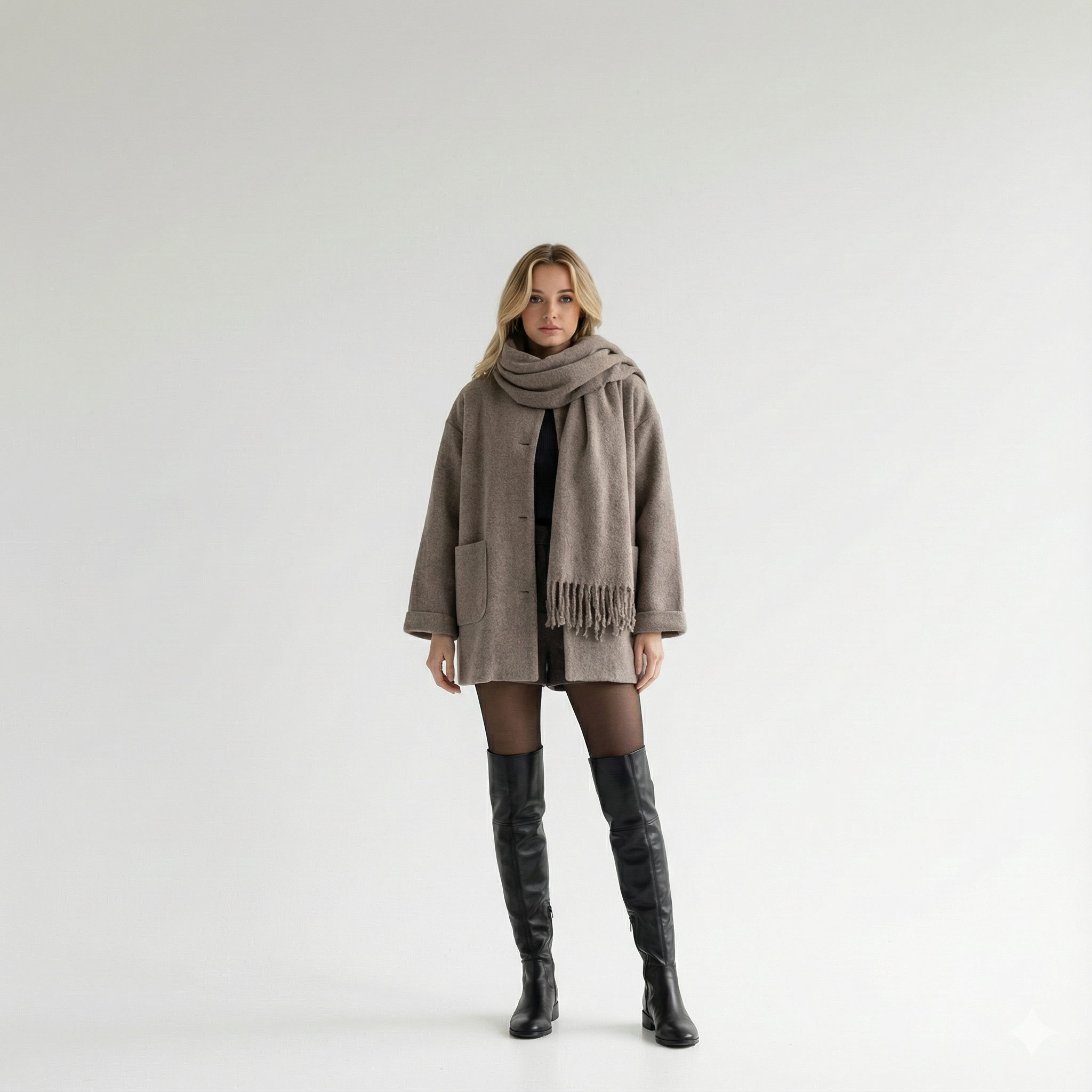 Amelia - Knitted Woolen Cape Coat