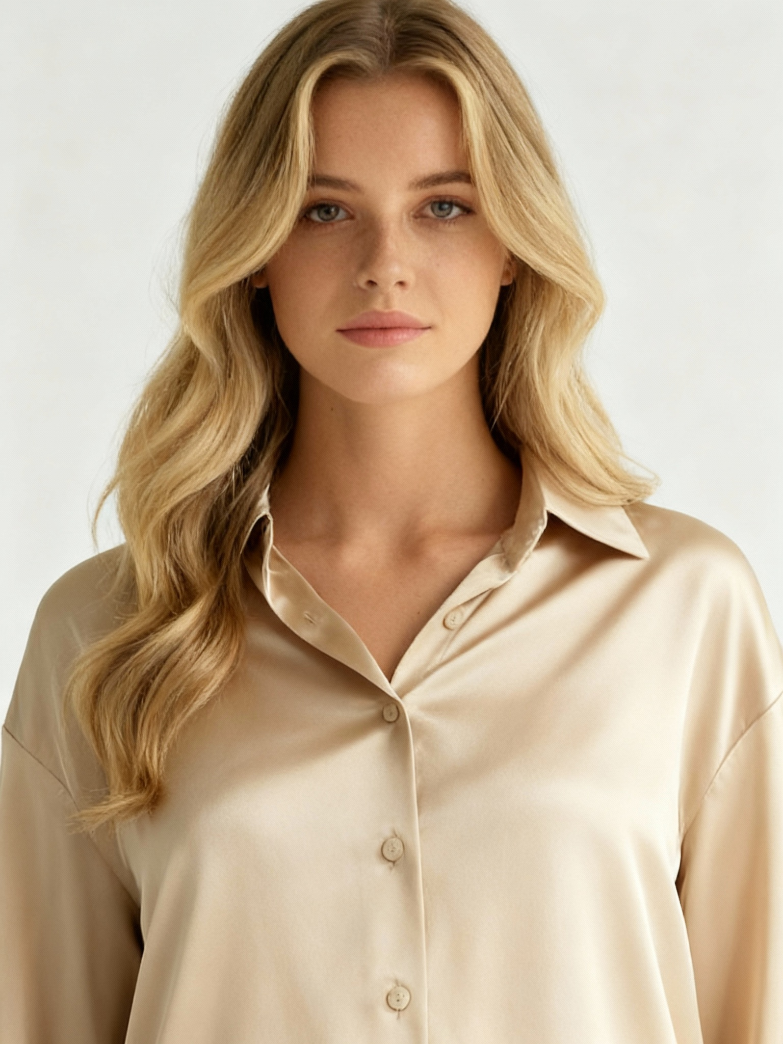 Nila – Women's Long-Sleeved Satin Shirt