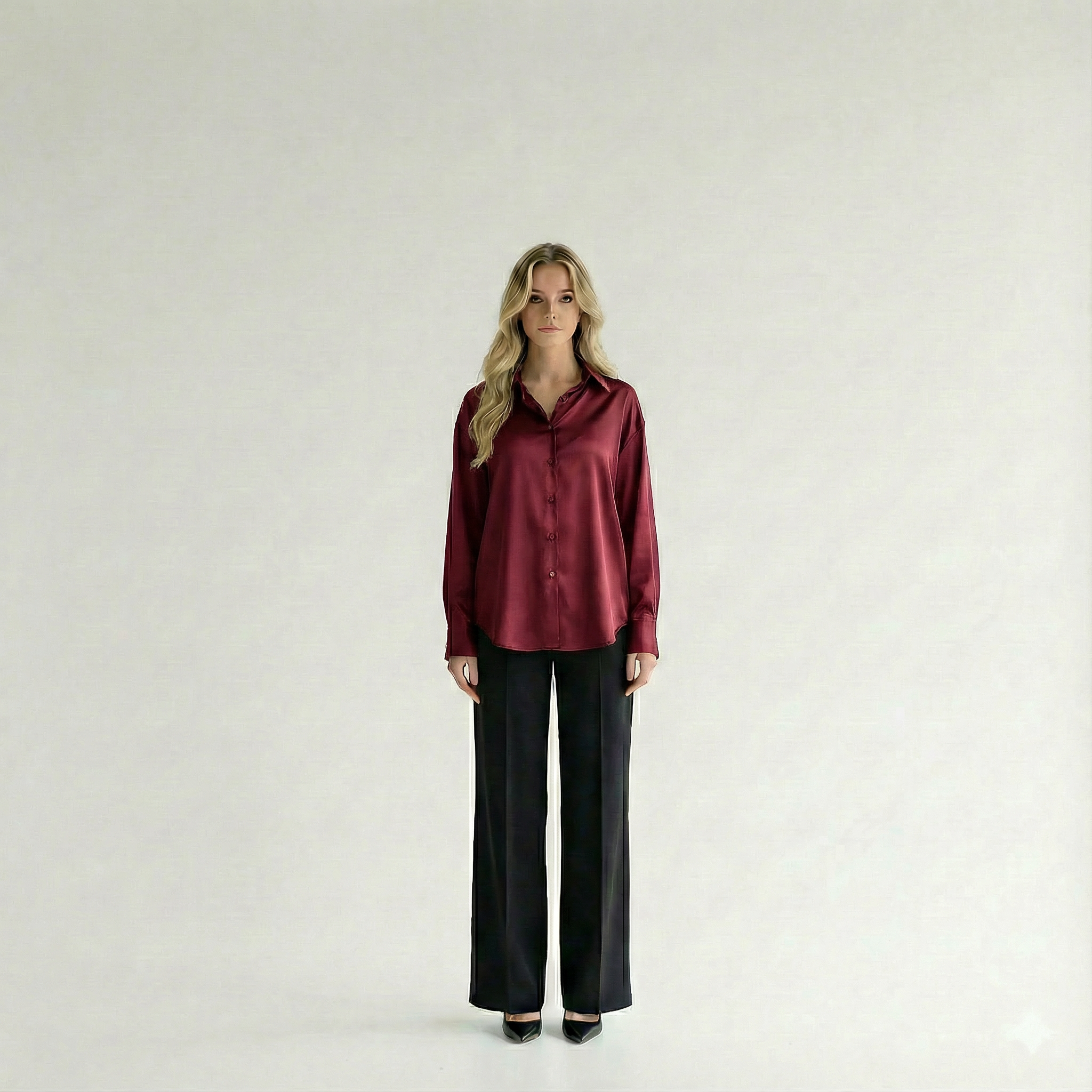 Nila – Women's Long-Sleeved Satin Shirt