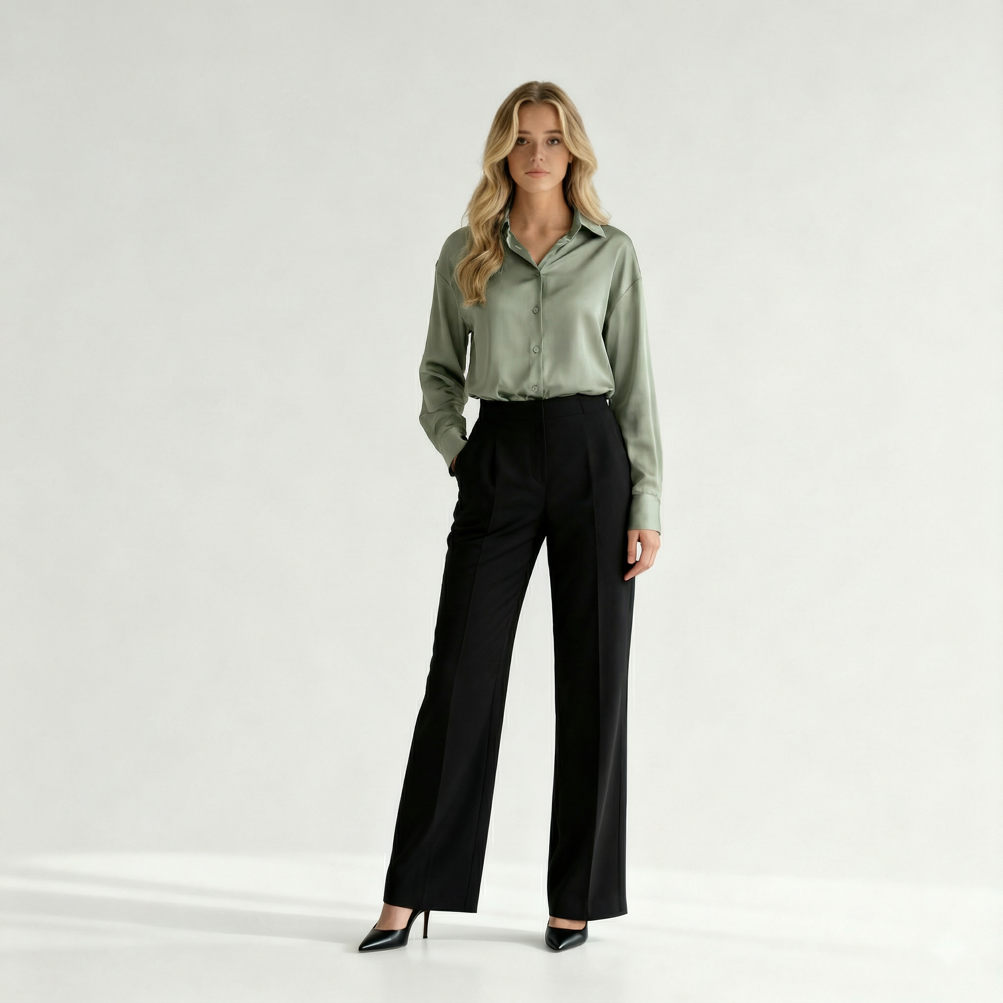Nila – Women's Long-Sleeved Satin Shirt